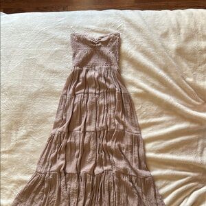 Elegant Strapless Pink Maxi Dress